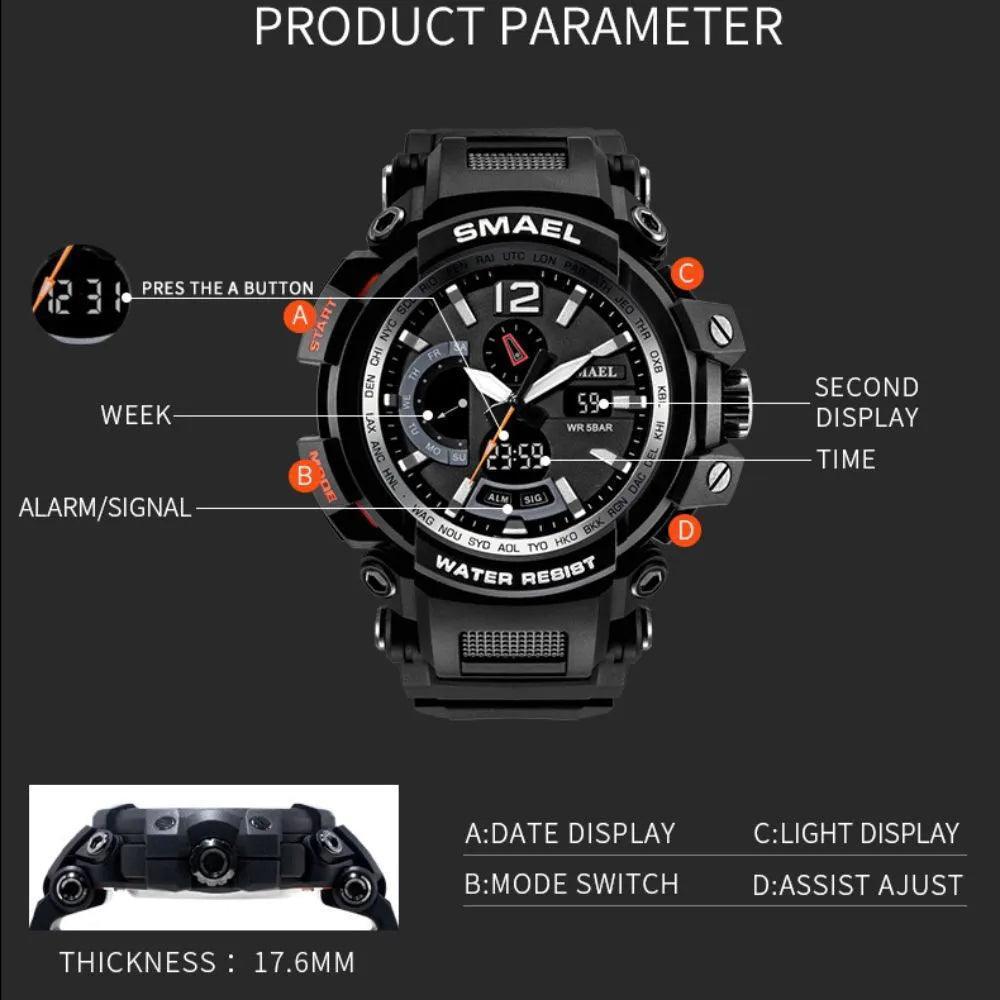 Smael 1702 Rose Gold Dual Display Watch