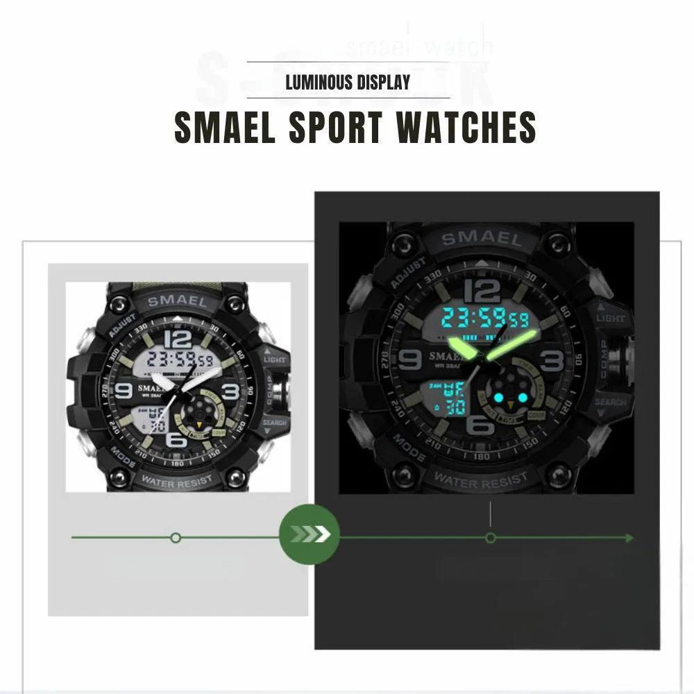 Smael 1617 Army Green Multifunction Sports Watch