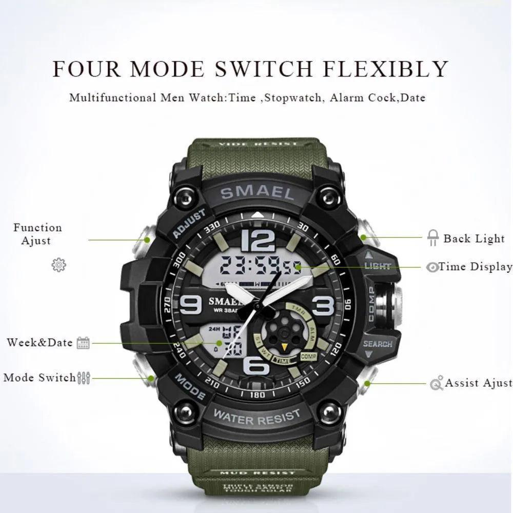 Smael 1617 Army Green Multifunction Sports Watch