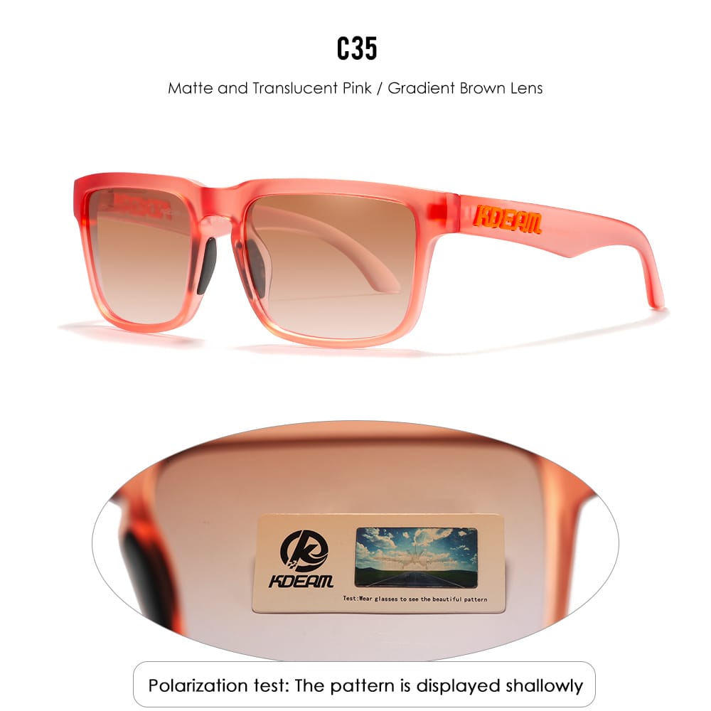 KDEAM KD332 Pink Brown Translucent Polarized Wayfarer Sunglasses South Africa