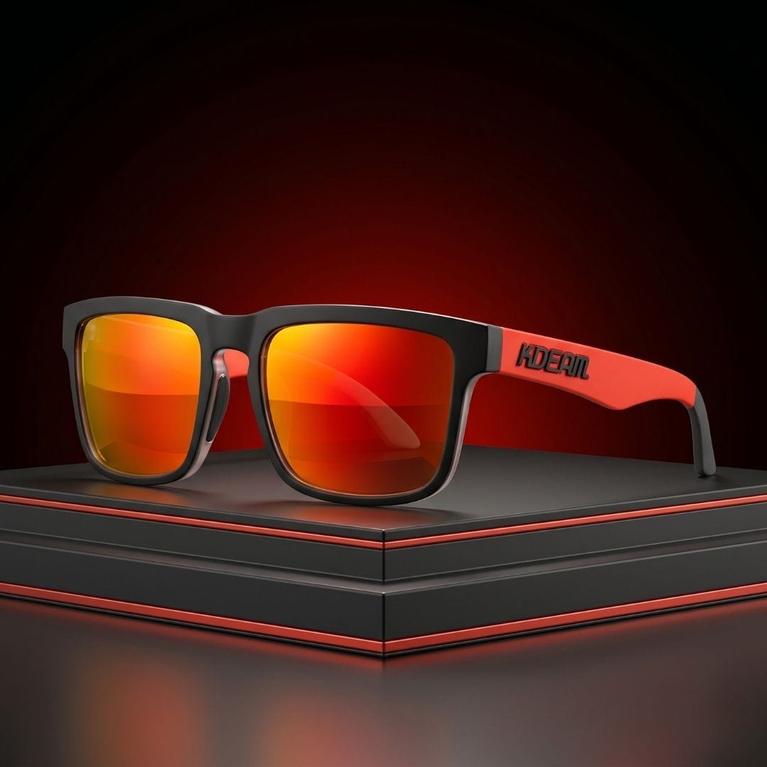 KDEAM KD332 Red Black Orange Polarized Wayfarer Sunglasses South Africa