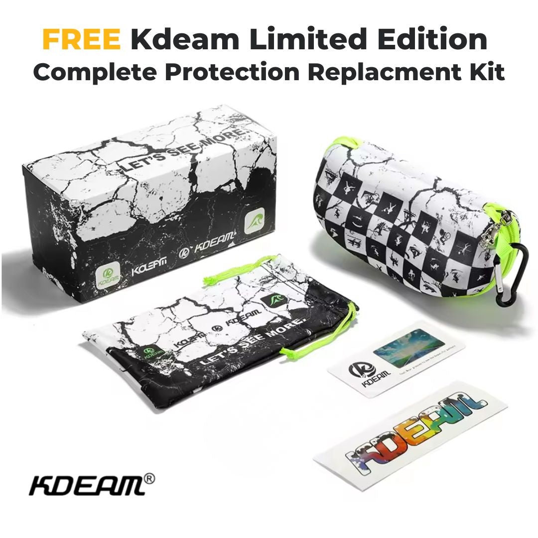 KDEAM KD332 Polarized Sunglasses (C2) - Matte Black & White Crackle Frame with Mirror Green Lenses South Africa Fast Delivery