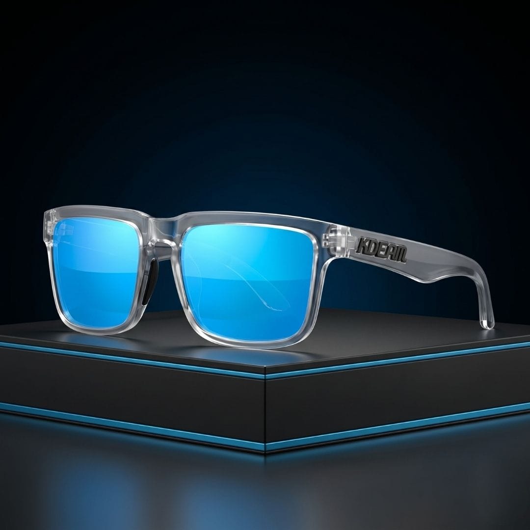 KDEAM KD332 Polarized Sunglasses (C51) - Transparent Grey Frame with Mirror Ice Blue Lenses South Africa Fast Delivery