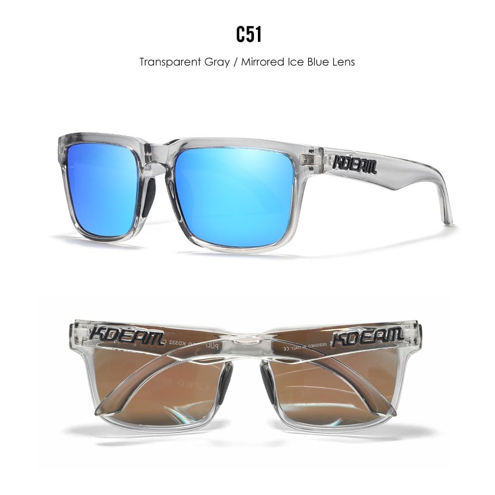 KDEAM KD332 Polarized Sunglasses (C51) - Transparent Grey Frame with Mirror Ice Blue Lenses South Africa Fast Delivery