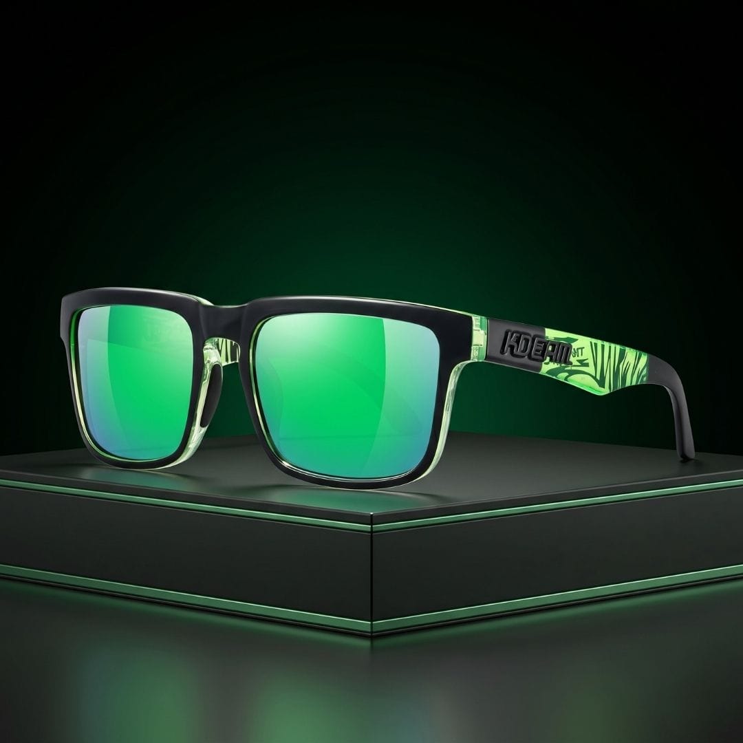 KDEAM KD332 Polarized Sunglasses (C56) - Matte Black & Green Tiger Stripe Frame with Mirror Green Lenses South Africa Fast Delivery