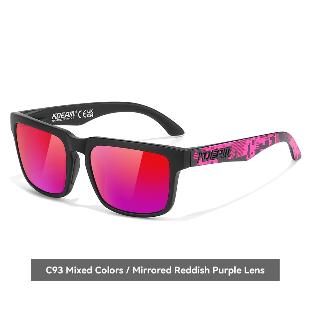 KDEAM KD332 Polarized Sunglasses (C93) - Matte Black & Pink Digital Camo Frame with Mirrored Reddish Purple Lenses South Africa Fast Delivery