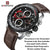 NaviForce Dual Display Black Watch With Silver Stainless Steel and Brown Leather Strap - Smael South Africa