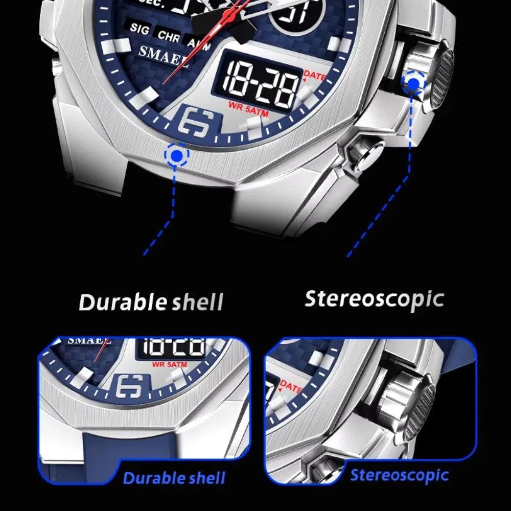 Smael 8103 Dual Time Watch - Silver