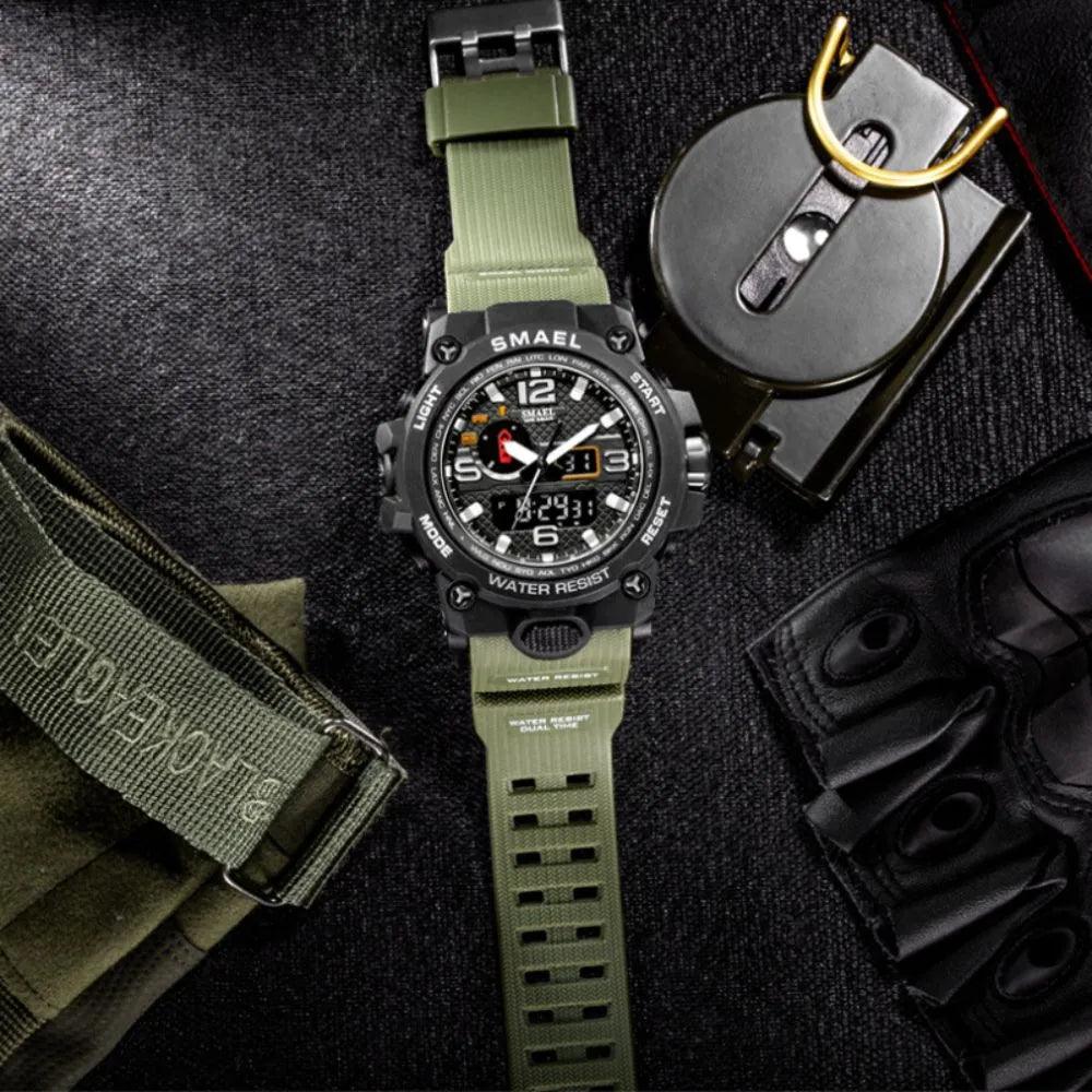 Smael 1545D Army Green Multifunctional Watch