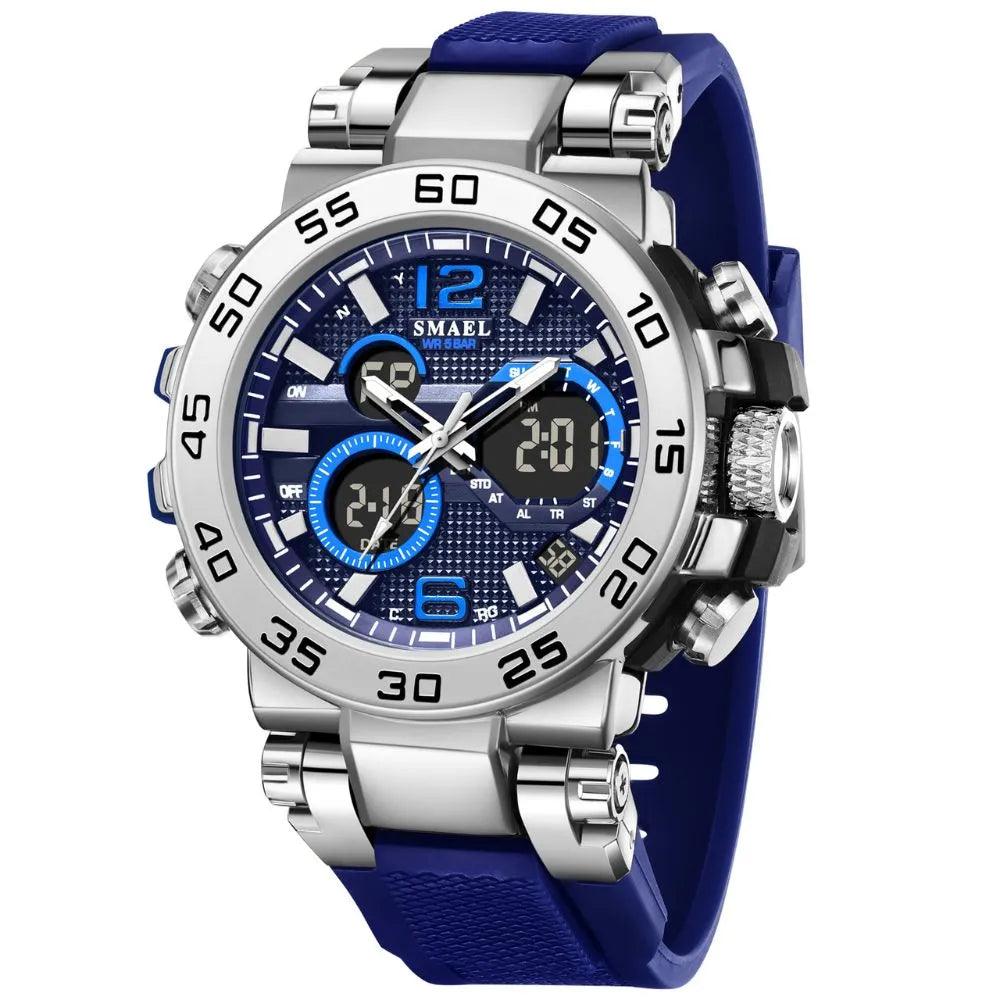 Smael 8106 Dual Display Watch - Silver/Blue