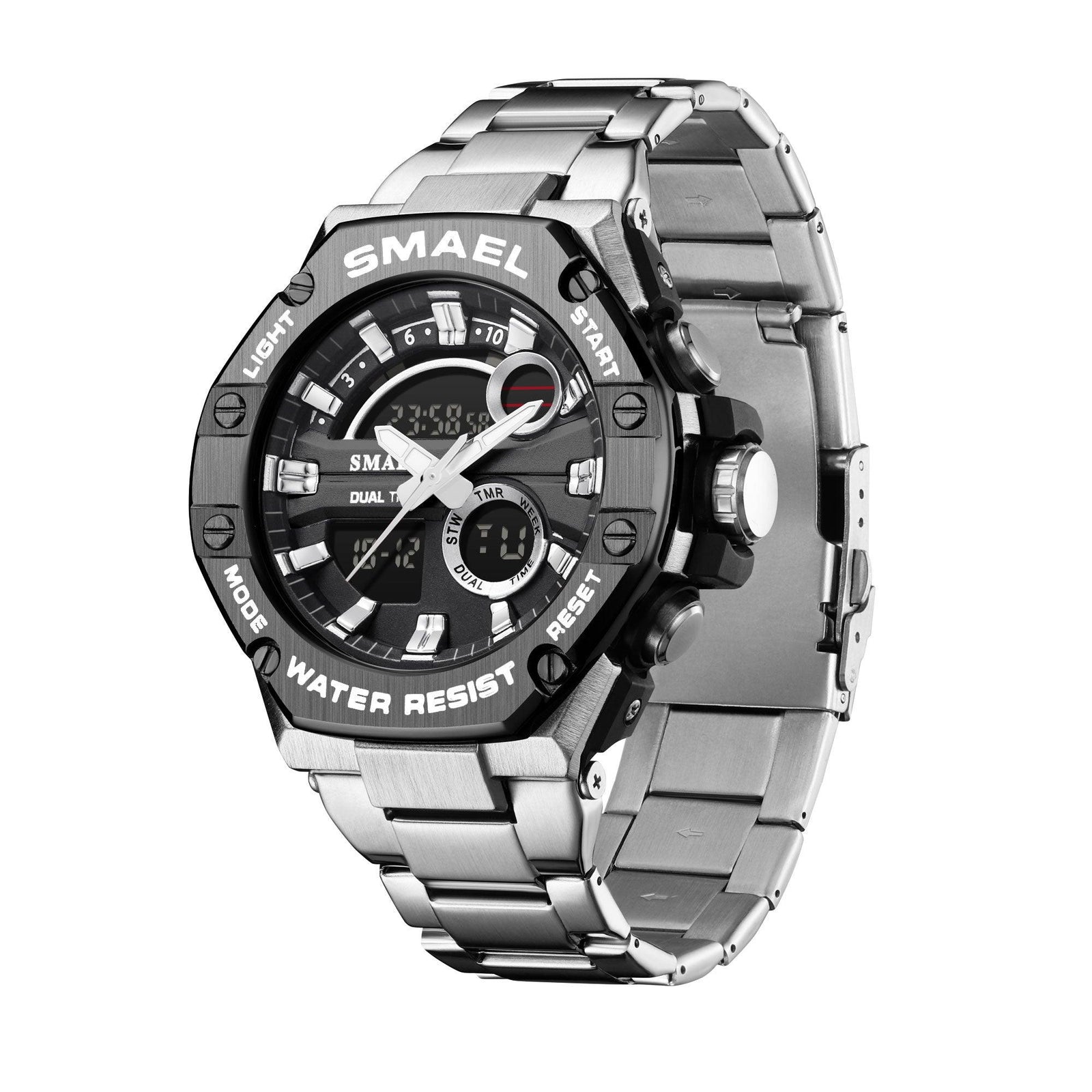 Smael 8090 Stainless Steel Watch - Silver/Black