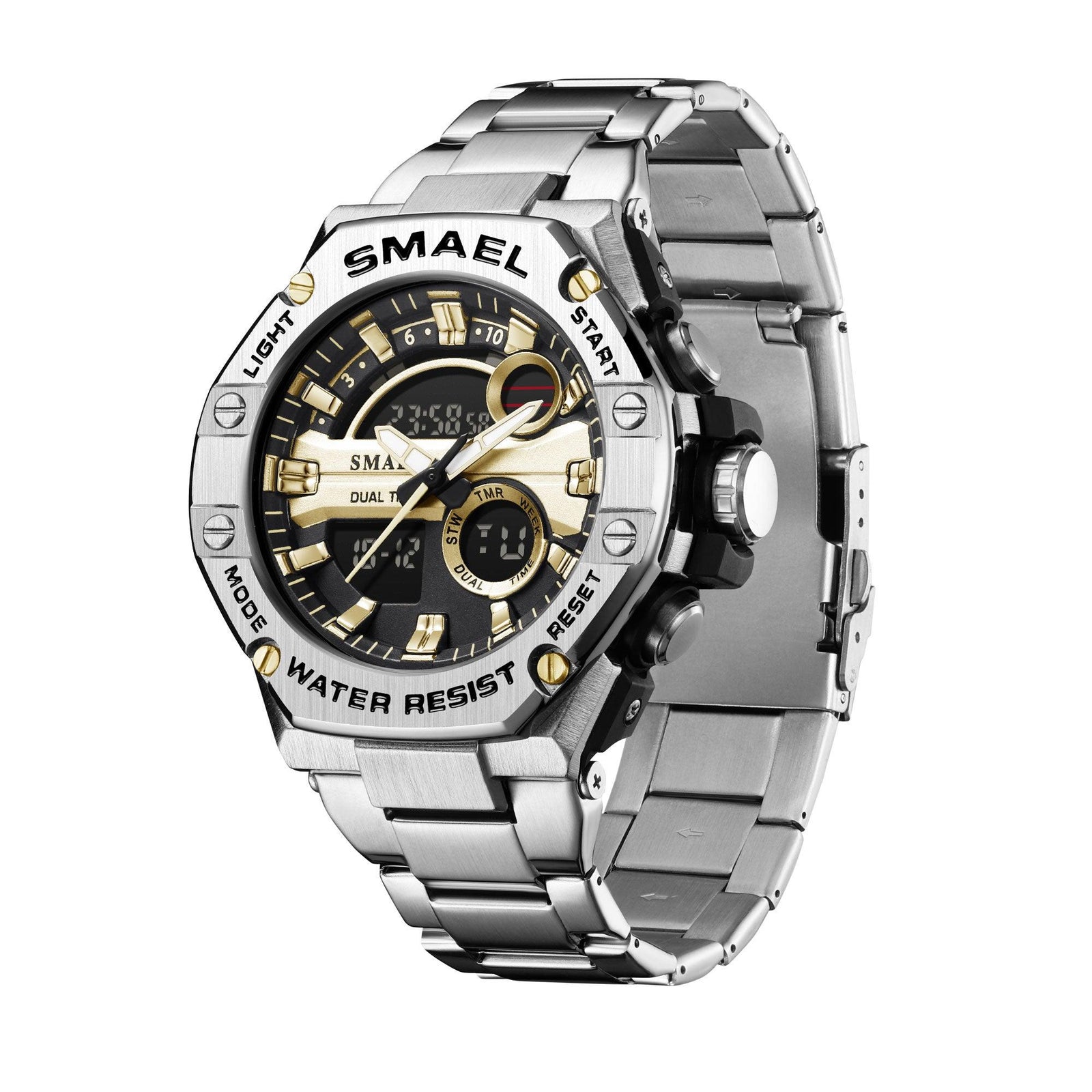Smael 8090 Stainless Steel Watch - Silver/Gold