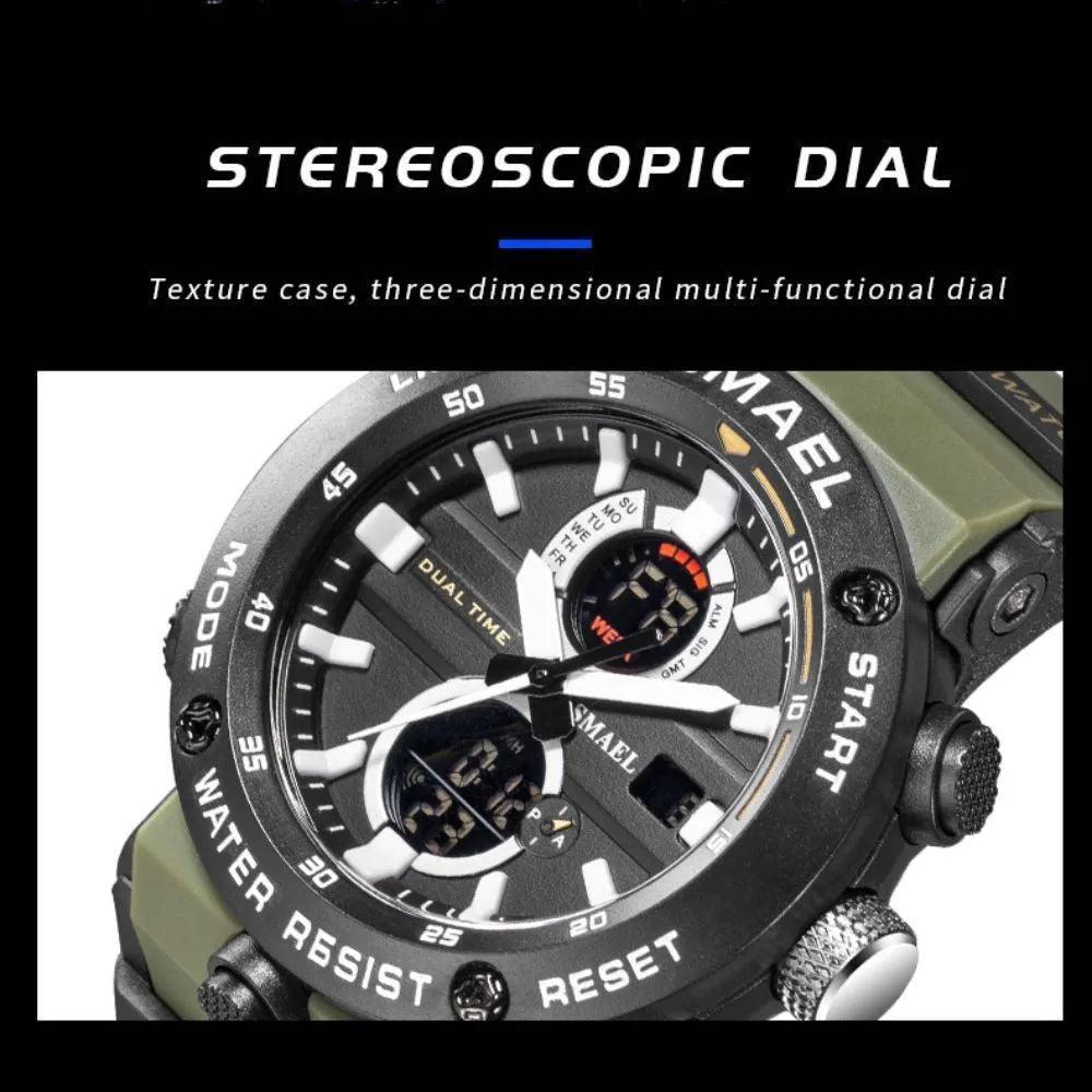 Smael 1903 Army Green Multifunction Watch