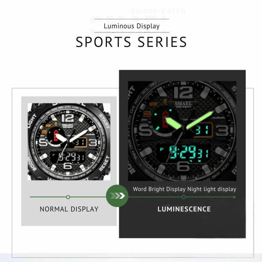 Smael 1545D Army Green Multifunctional Watch