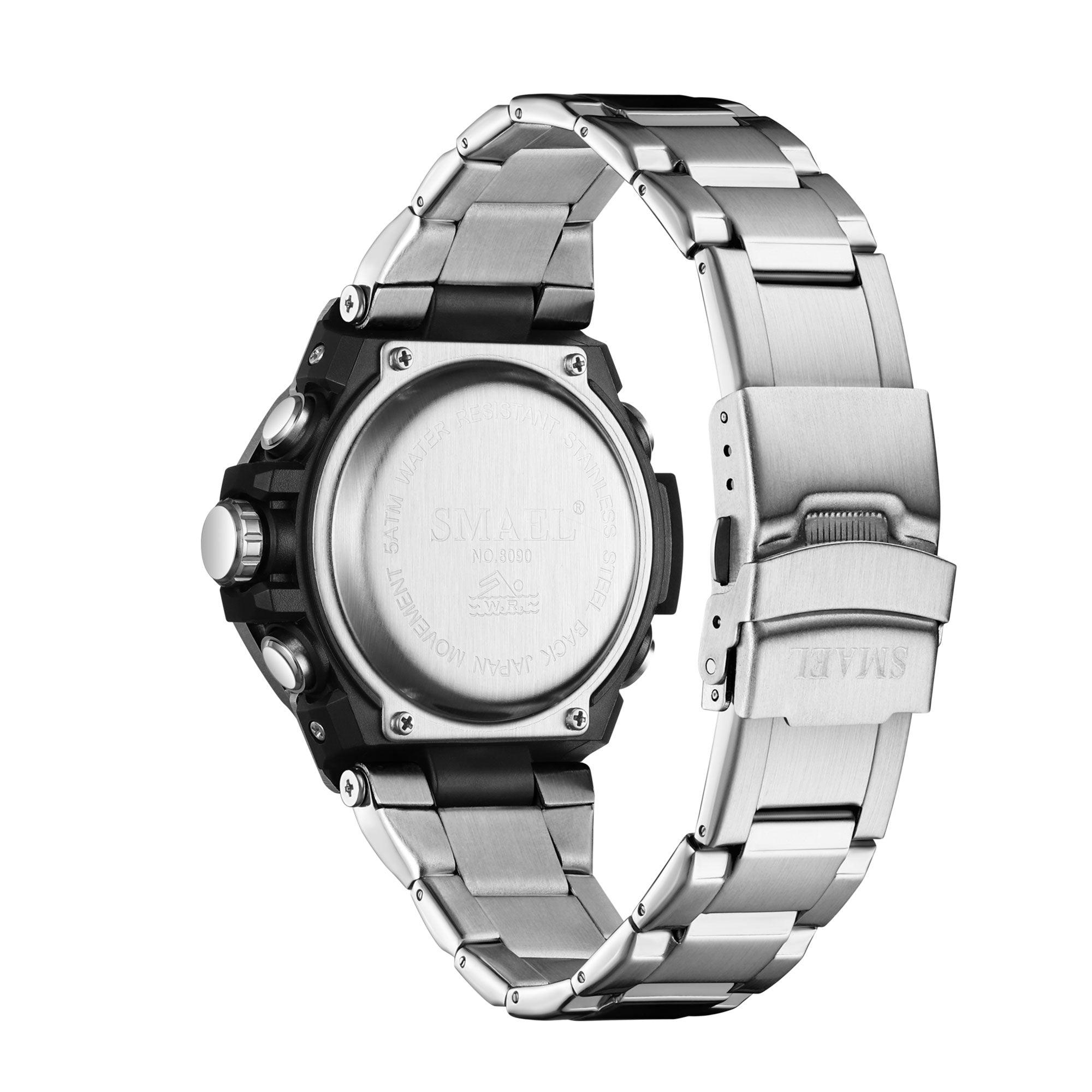 Smael 8090 Stainless Steel Watch - Silver/Black