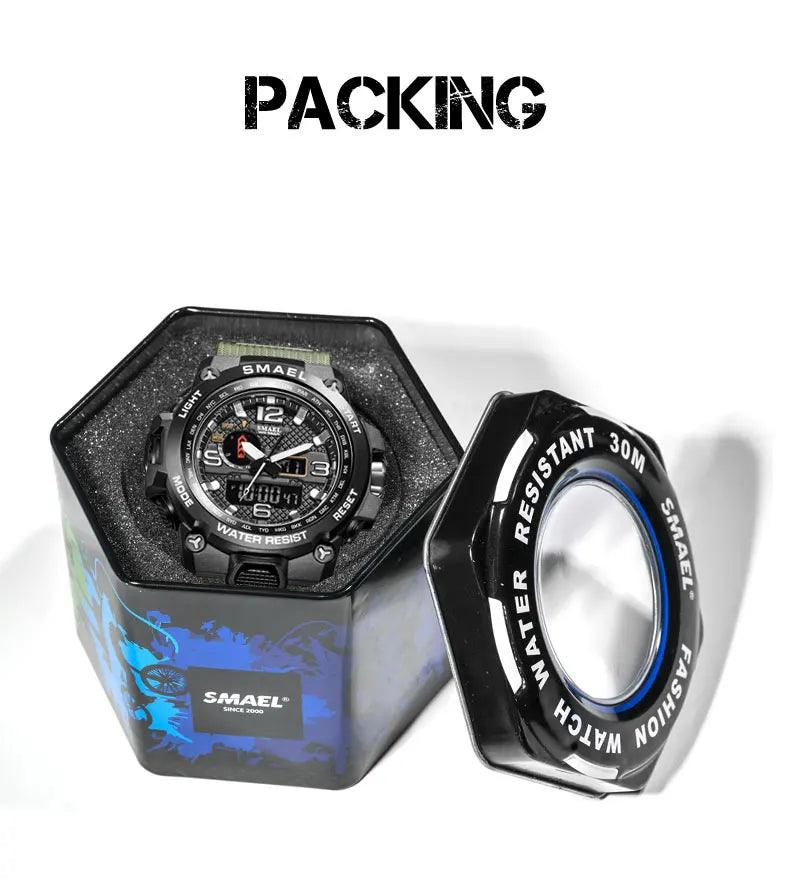 Smael 1545D Black Multifunctional Watch