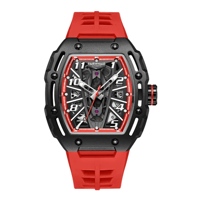 MARK FAIRWHALE SKELETON MECHANICAL WATCH - RED
