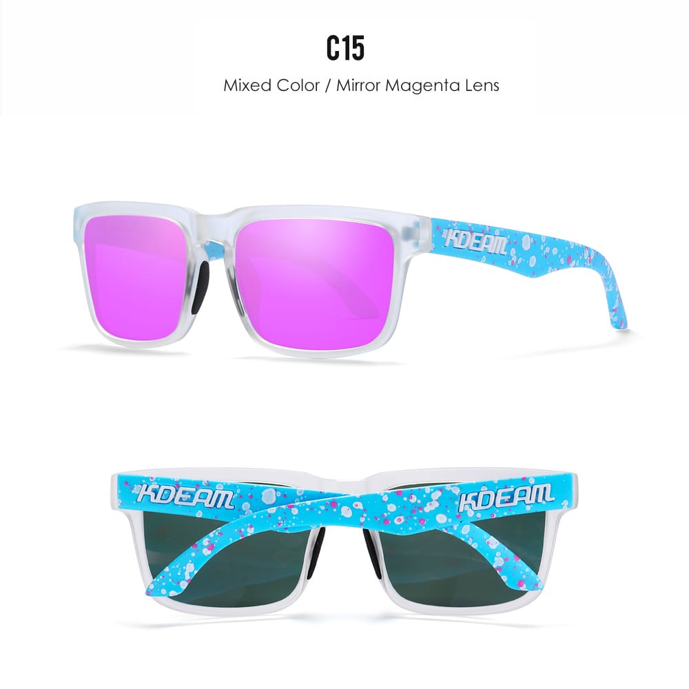 KDEAM KD332 Pink Blue White Polarized Wayfarer Sunglasses - Smael