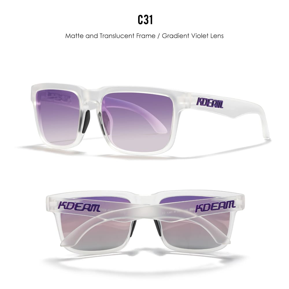 KDEAM KD332 White Translucent Violet Polarized Wayfarer Sunglasses South Africa