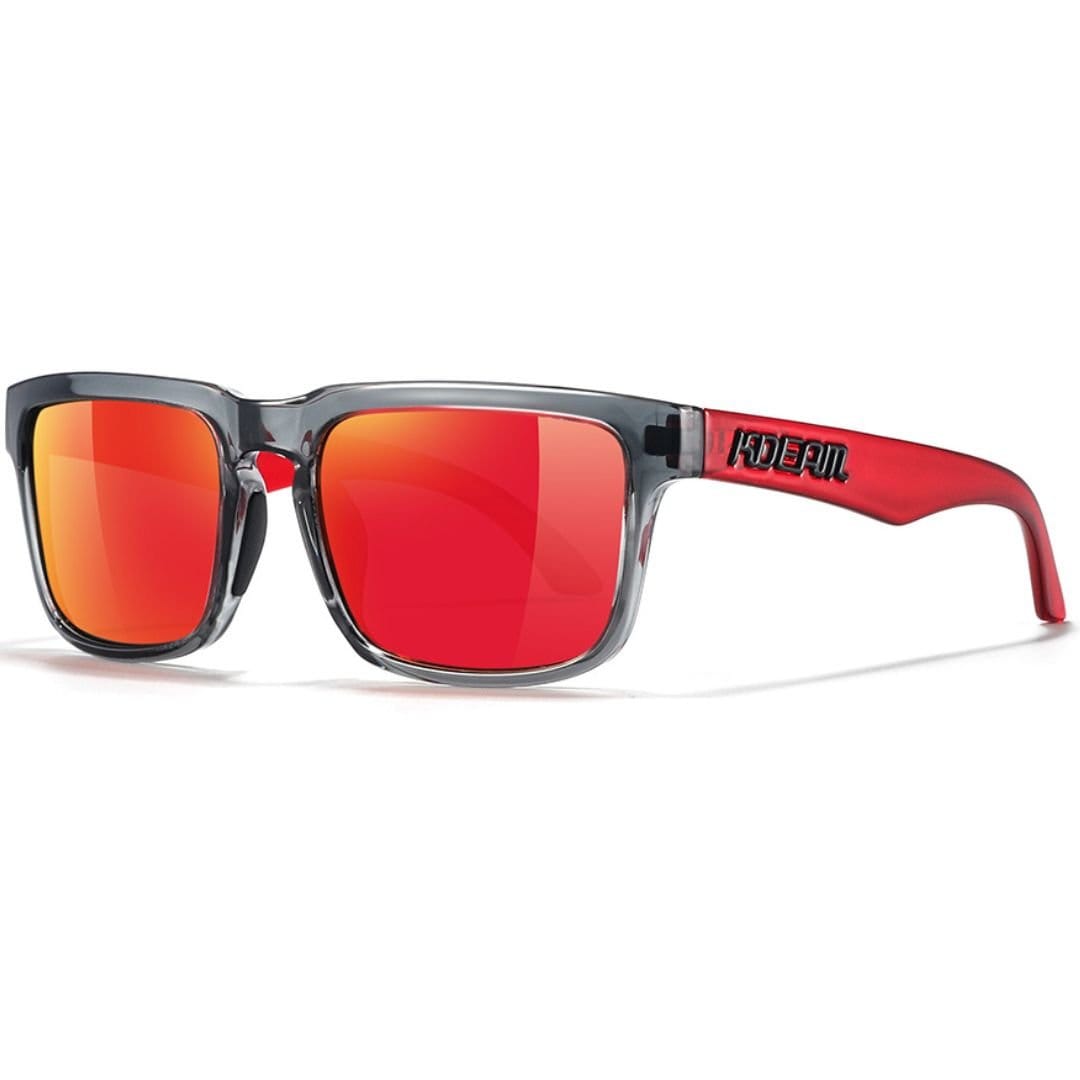 KDEAM KD332 Red Orange Gray Polarized Wayfarer Sunglasses - Smael