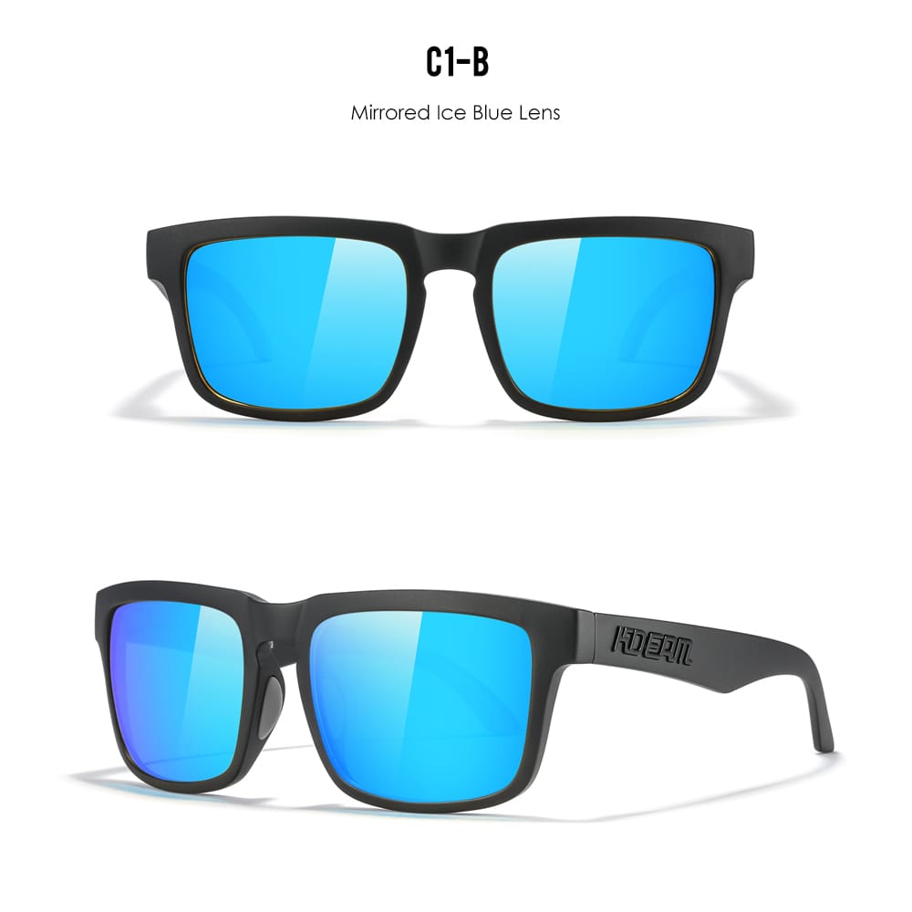 KDEAM KD332 Polarized Sunglasses (C1-B) - Classic Matte Black Frame with Mirror Ice Blue Lenses South Africa Fast Delivery