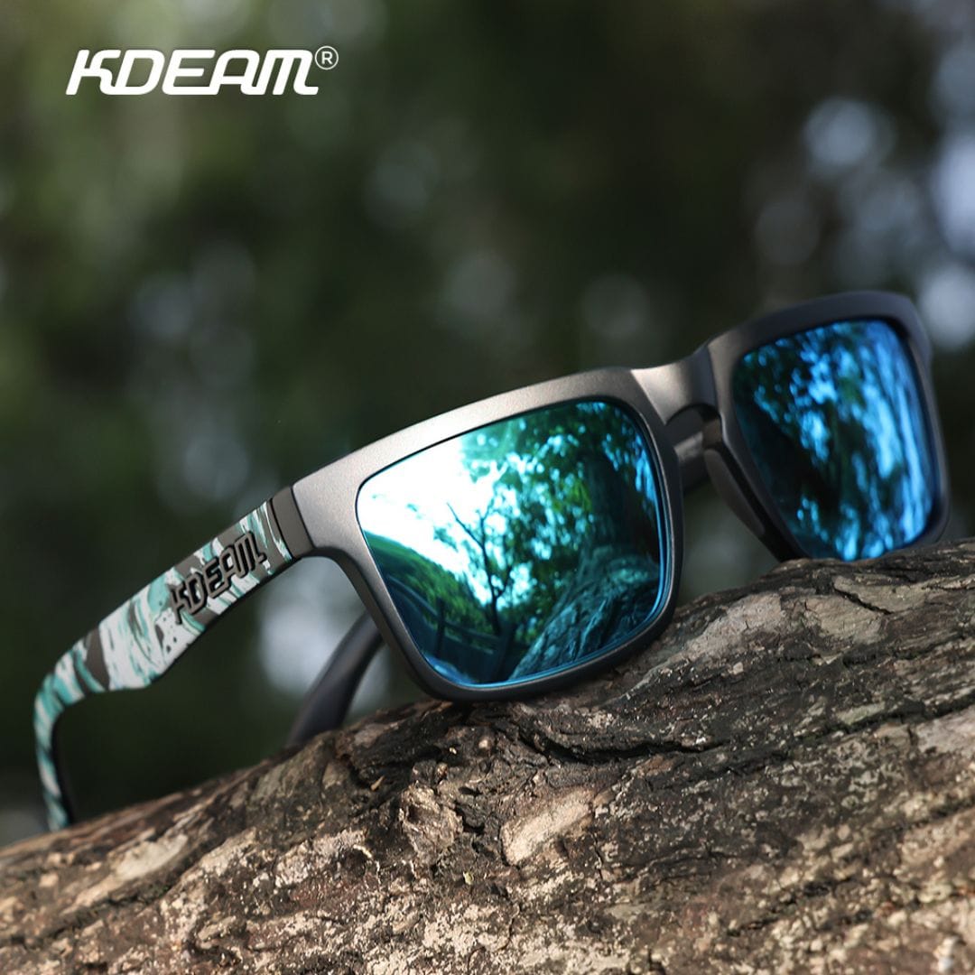 KDEAM KD332 Polarized Sunglasses (C118) - Splash Marble Frame with Mirrored Ice Blue Lenses South Africa Fast Delivery