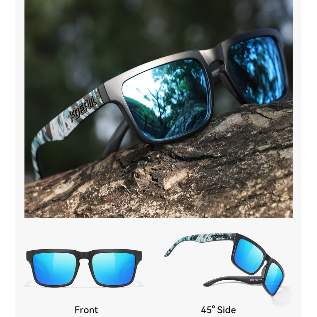 KDEAM KD332 Polarized Sunglasses (C118) - Splash Marble Frame with Mirrored Ice Blue Lenses South Africa Fast Delivery