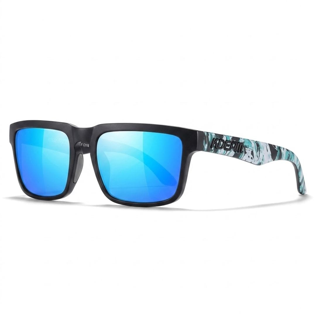 KDEAM KD332 Polarized Sunglasses (C118) - Splash Marble Frame with Mirrored Ice Blue Lenses South Africa Fast Delivery
