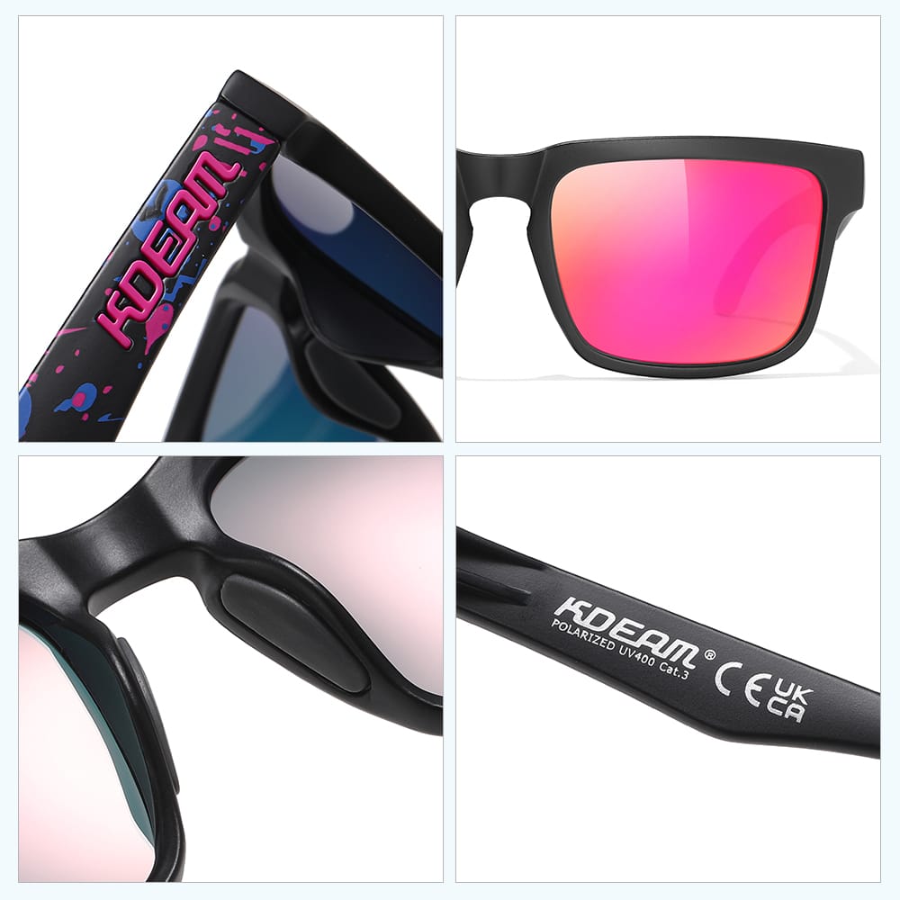 KDEAM KD332 Polarized Sunglasses (C120) - Neon Splatter Frame with Ruby Pink Lenses South Africa Fast Delivery