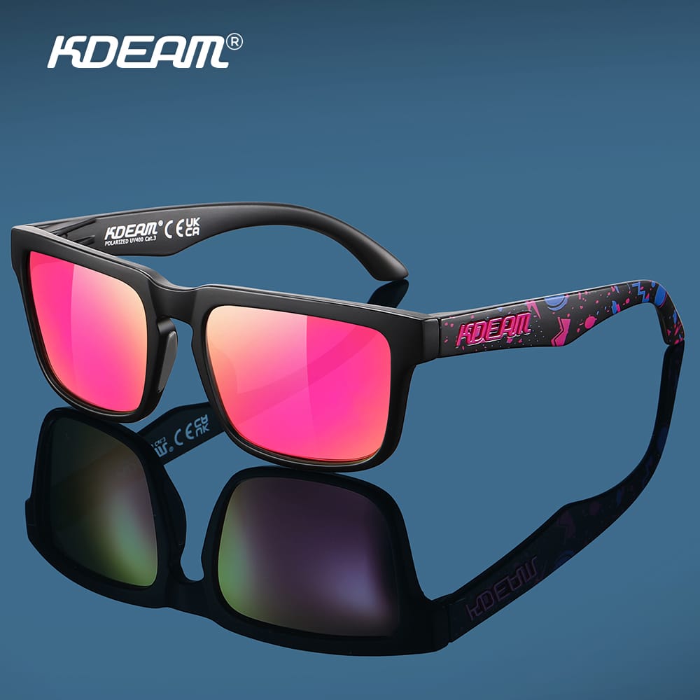 KDEAM KD332 Polarized Sunglasses (C120) - Neon Splatter Frame with Ruby Pink Lenses South Africa Fast Delivery