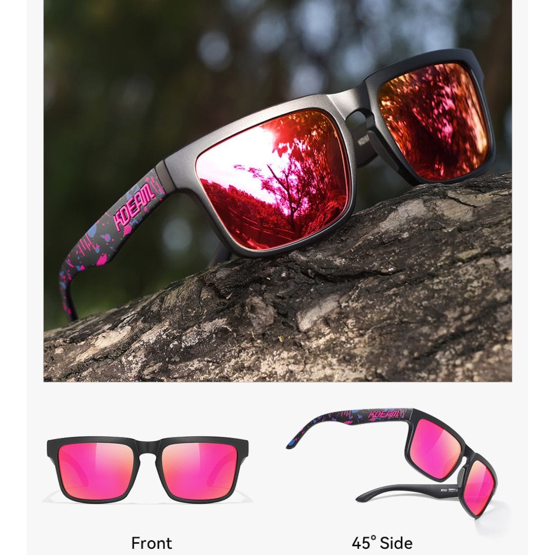 KDEAM KD332 Polarized Sunglasses (C120) - Neon Splatter Frame with Ruby Pink Lenses South Africa Fast Delivery