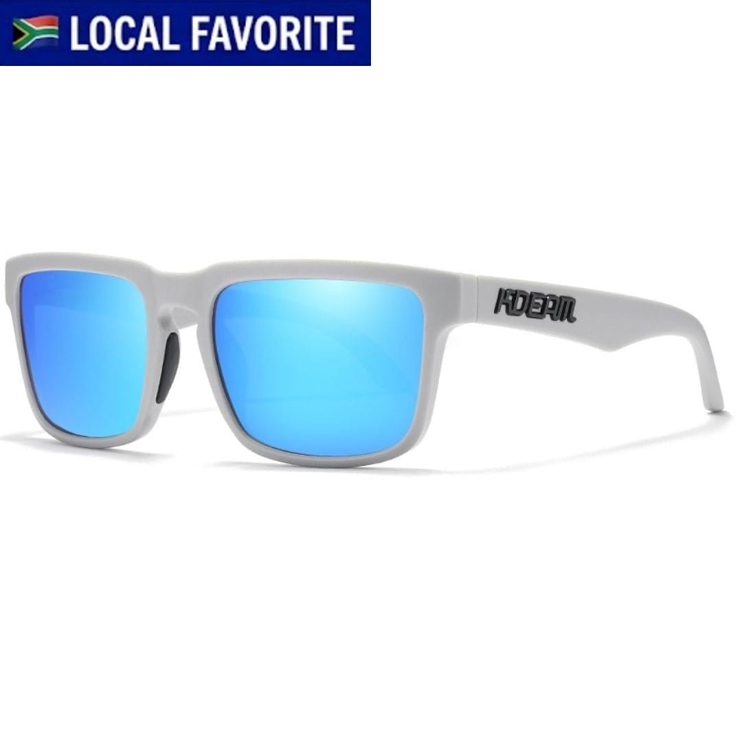 KDEAM KD332 Polarized Sunglasses (C47) - Light Grey Minimalist Frame with Mirror Ice Blue Lenses South Africa Fast Delivery