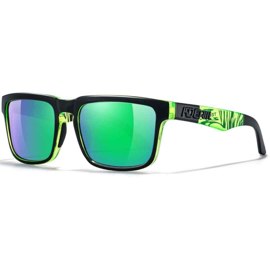 KDEAM KD332 Polarized Sunglasses (C56) - Matte Black & Green Tiger Stripe Frame with Mirror Green Lenses South Africa Fast Delivery