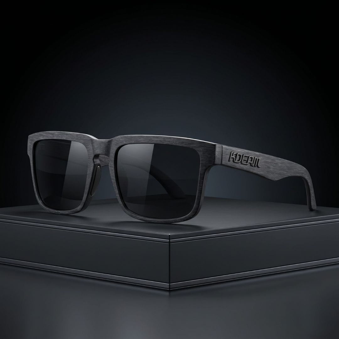 KDEAM KD332 Polarized Sunglasses (C67) - Brushed Grey Woodgrain Frame with Solid Black Lenses South Africa Fast Delivery