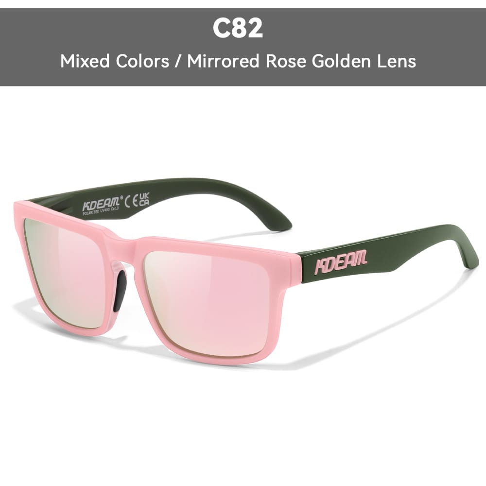 KDEAM KD332 Polarized Sunglasses (C82) - Matte Pastel Pink & Black Frame with Mirrored Pink Lenses South Africa Fast Delivery