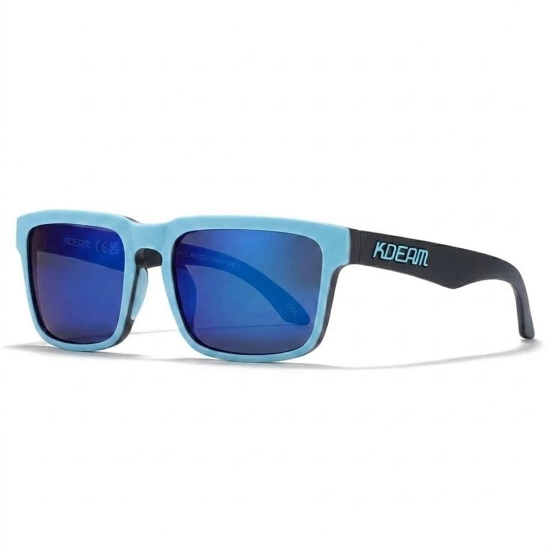 KDEAM KD332 Polarized Sunglasses (C88) - Matte Light Blue &amp; Black Frame with Mirrored Ice Blue Lenses South Africa Fast Delivery
