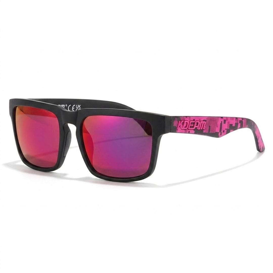 KDEAM KD332 Polarized Sunglasses (C93) - Matte Black &amp; Pink Digital Camo Frame with Mirrored Reddish Purple Lenses South Africa Fast Delivery