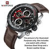 NaviForce Dual Display Black Watch With Silver Stainless Steel and Brown Leather Strap - Smael South Africa