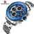 NaviForce Dual Display Blue Watch With Silver Stainless Steel and Blue Leather Strap - Smael South Africa
