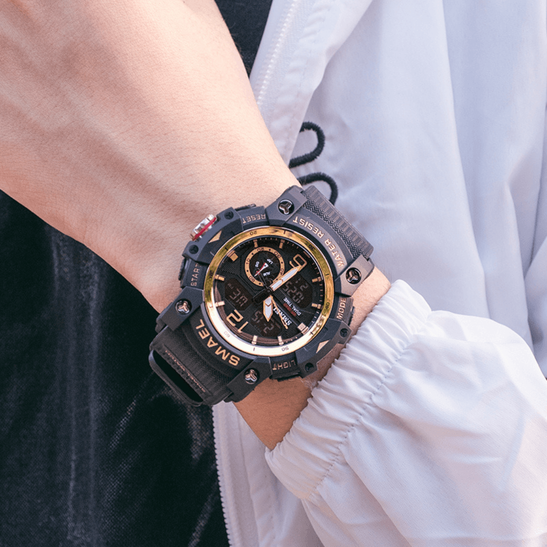 Smael 8007 Black &amp; Gold Chronograph Watch - Smael South Africa