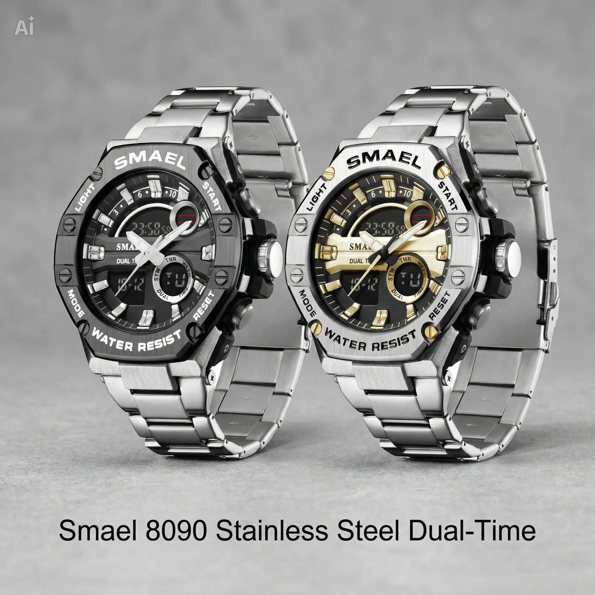 Smael 8090 Stainless Steel Dual‑Time - Smael South Africa