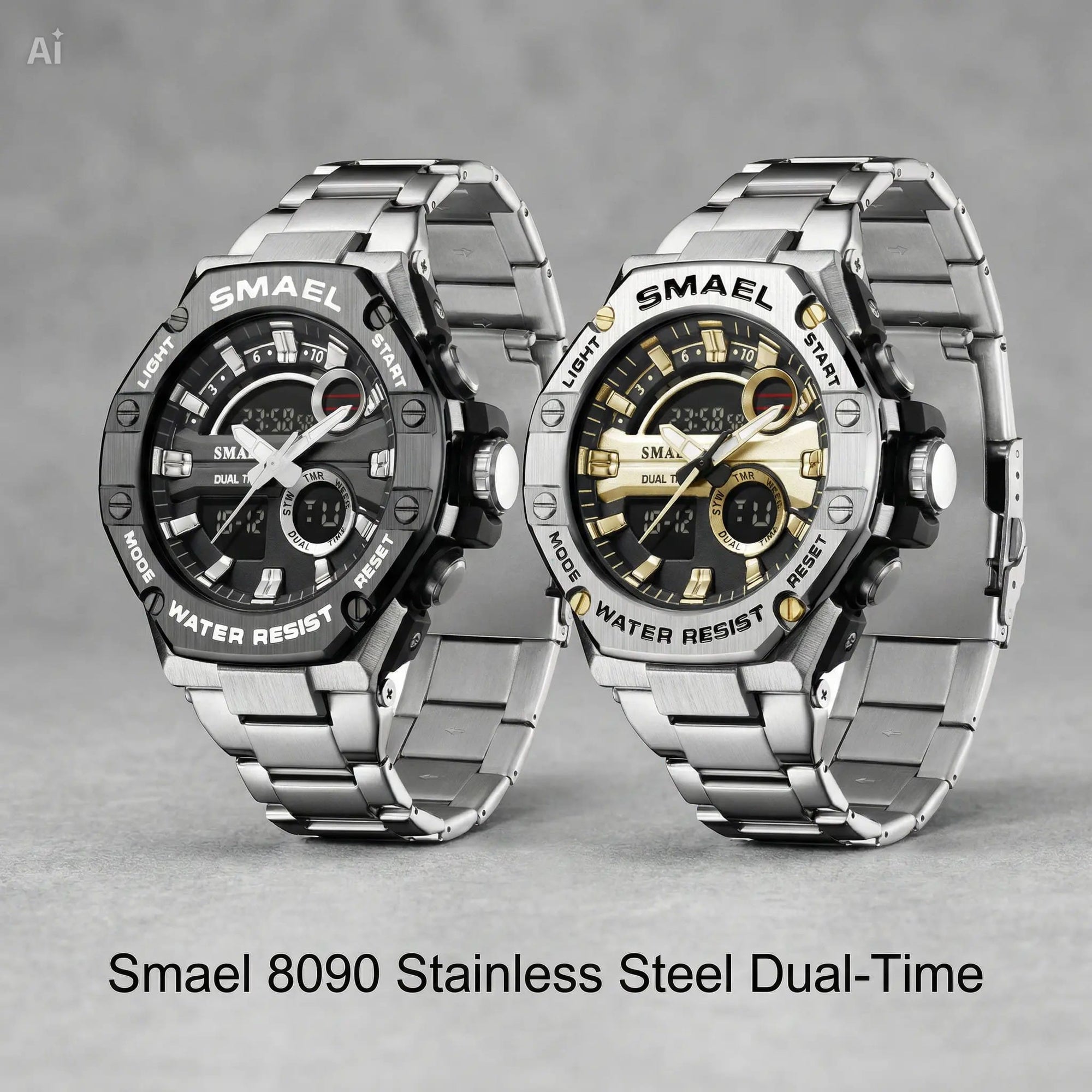 Smael 8090 Stainless Steel Dual‑Time - Smael South Africa