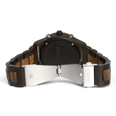 Bewell 180AG Ebony with Chocolate Wood Watch - Smael South Africa